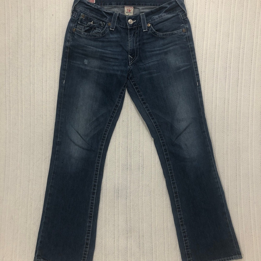 Y2K Vintage True Religion Billy Straight Leg Jeans 33 Dark Wash Made in USA Blue